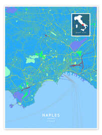 Poster Naples, Italy - Map Art