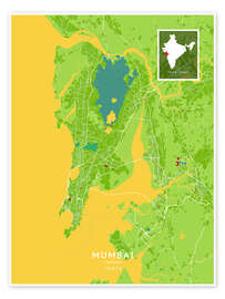 Poster Mumbai, India - Map Art