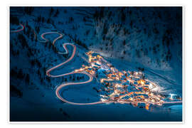 Wall art print Bergdorf Stuben at night - Lucas Tiefenthaler