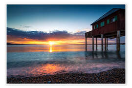 Wall art print Sunset on Lake Constance with house on the lake - Lucas Tiefenthaler
