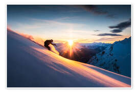 Wall art print Sunset skiing in the Alps - Lucas Tiefenthaler