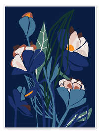 Wall art print Modern Flowers paper cut still life - Annick