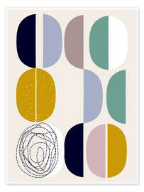 Wall art print Geometric shapes in mid-century style - Annick