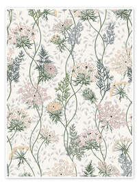 Wall art print Wildflower meadow Queen Anne's lace pattern - Annick