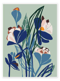 Wall art print Flower still life in paper cut style - Annick