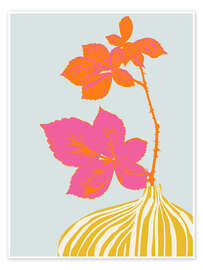 Wall art print Blackberry vine in a yellow vase - Annick