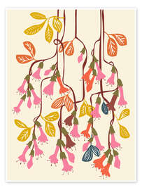 Wall art print Hanging Fuchsia flowers - Annick