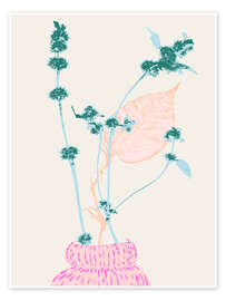 Wall art print Thistle branch in a modern vase - Annick