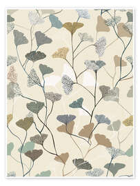 Wall art print Botanical ginkgo leaf in soft earth tones - Annick