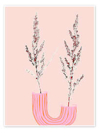 Wall art print Grasses in a pink vase still life - Annick