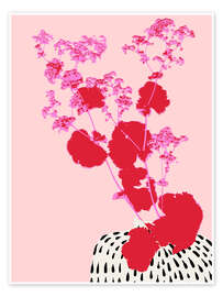 Wall art print Pink branch of a lady's mantle plant - Annick