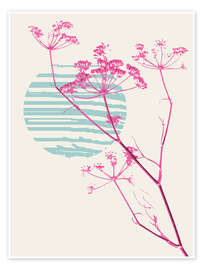 Wall art print Pink fennel branch in front of a minimalist sunset - Annick