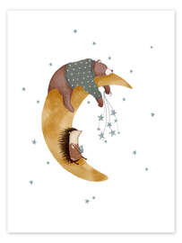 Wall art print Good night bear and hedgehog - Urchin Bay