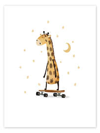 Wall art print Giraffe Skateboarding - Urchin Bay