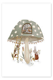 Wall art print Whimsical Mushroom House - Urchin Bay