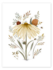 Wall art print Whimsical Nature with Insects and Snails - Urchin Bay