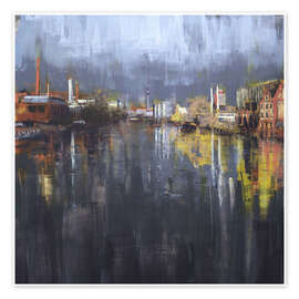 Wall art print View from Schillingbrücke on an autumn morning, Berlin - Eduard Warkentin