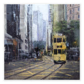 Wall art print Street scene - Tram on Hong Kong Island - Eduard Warkentin