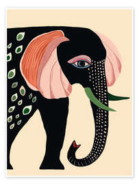 Wall art print Oriental elephant - Artsy Sesta