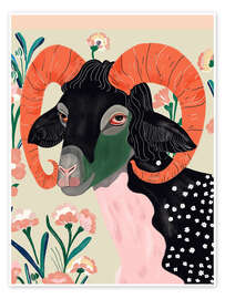Wall art print Floral Ram - Artsy Sesta