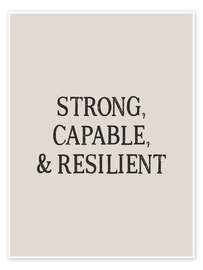 Wall art print Strong, Capable and Resilient - apricot and birch