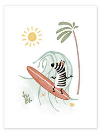 Wall art print Zebra Girl Surfing - Urchin Bay
