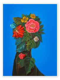 Wall art print Botanical portrait with peony - Natasha Lelenco