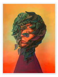 Wall art print Portrait veiled in leaves with ants - Natasha Lelenco