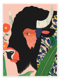 Wall art print Floral Bison - Artsy Sesta