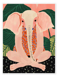 Wall art print Yoga Meditating Elephant - Artsy Sesta
