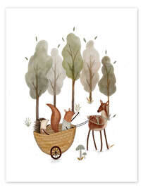 Wall art print Forest animals playing - Urchin Bay