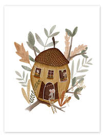 Wall art print Acorn house with mouse - Urchin Bay