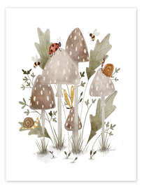 Wall art print Mushrooms and beetles - Urchin Bay