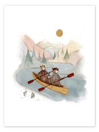Wall art print Family Bear Kayaking - Urchin Bay
