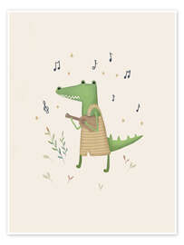 Wall art print Clemet Crocodile Jammin' - Urchin Bay