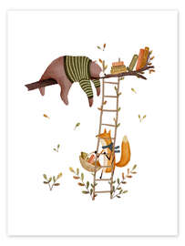 Wall art print Bedtime stories with fox and bear - Urchin Bay