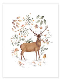 Wall art print Botanical Stag - Urchin Bay