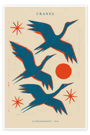 Wall art print Cranes Lithograph - treechild