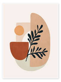 Wall art print Geometric Shapes With Leaf Branch - Branka Kodžoman