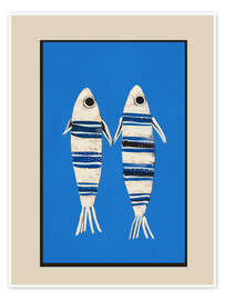 Wall art print Minimal Fish on Blue - Branka Kodžoman