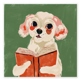 Wall art print Bookish Pup - Artsy Sesta
