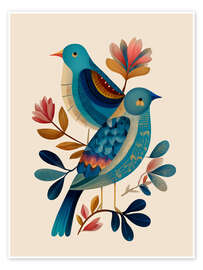 Wall art print Songbirds Among Blossoms - Branka Kodžoman