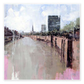 Wall art print City view of Hamburg – Fleet in spring - Eduard Warkentin