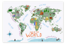Poster World map for children