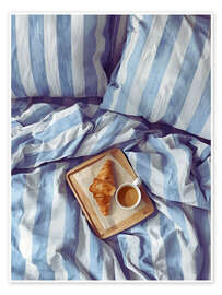 Wall art print Sunday in bed with coffee and croissant - Ohkimiko