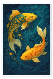 Wall art print Golden Koi Series - Intermediate Current - Sabine Wagner