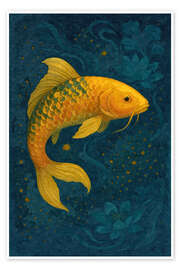 Wall art print Golden Koi Series - Golden Silence - Sabine Wagner