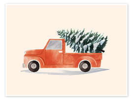 Wall art print Bringing Home the Christmas Tree - Emanuela Carratoni