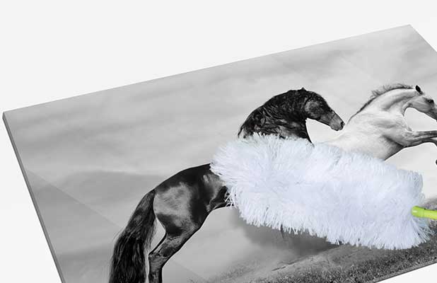 Cleaning with a feather duster