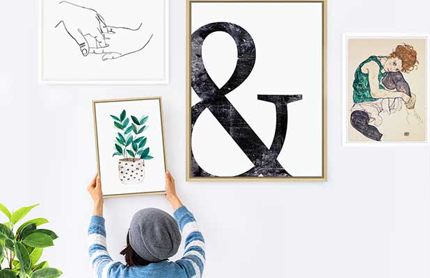 Gallery wall featuring canvas prints from Posterlounge